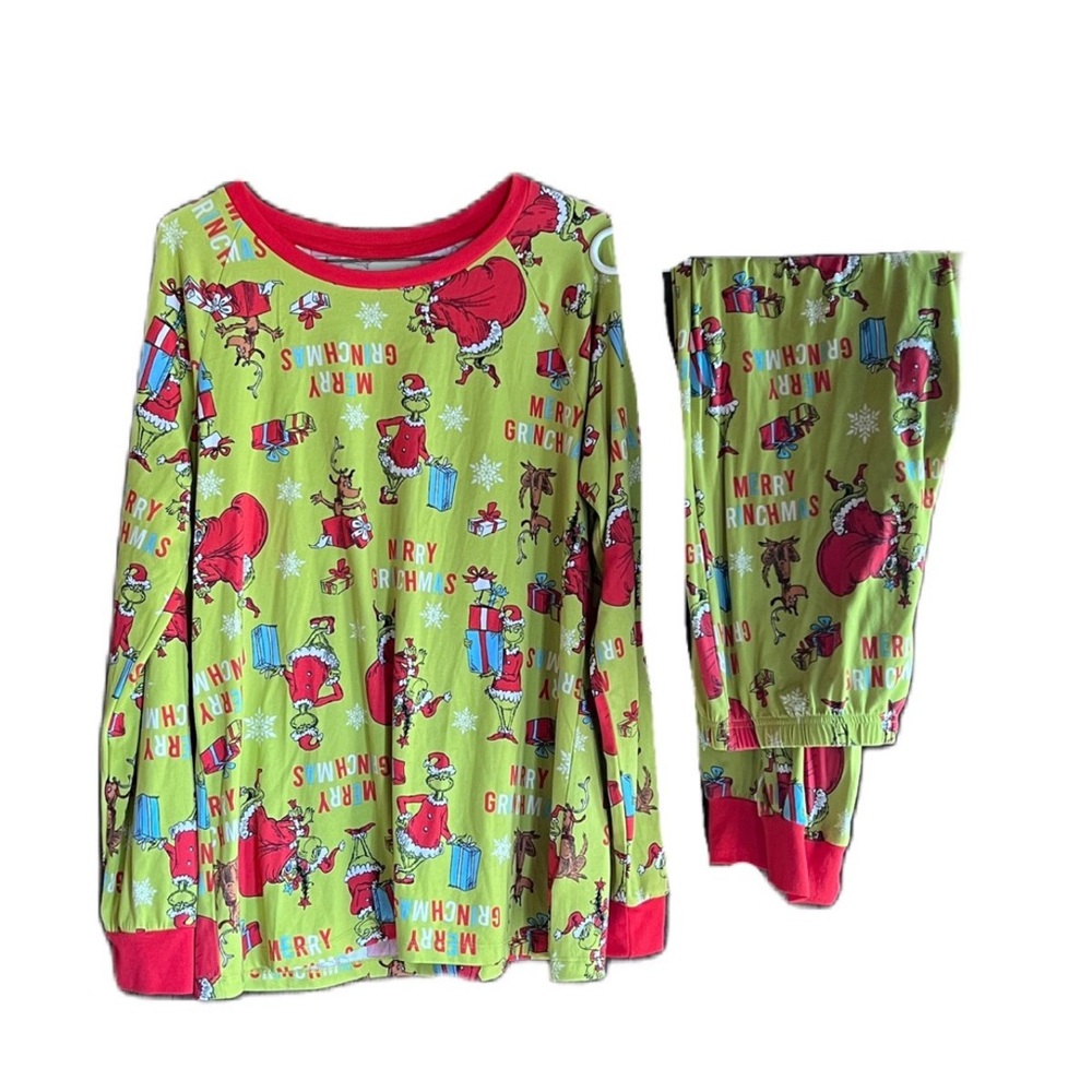 WOMENS SZ MEDIUM DR SUESS THE GRINCH 2 PC PAJAMA OUTFIT